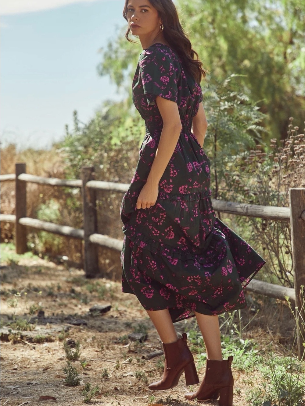 Close to you Palmer poplin tiered floral maxi